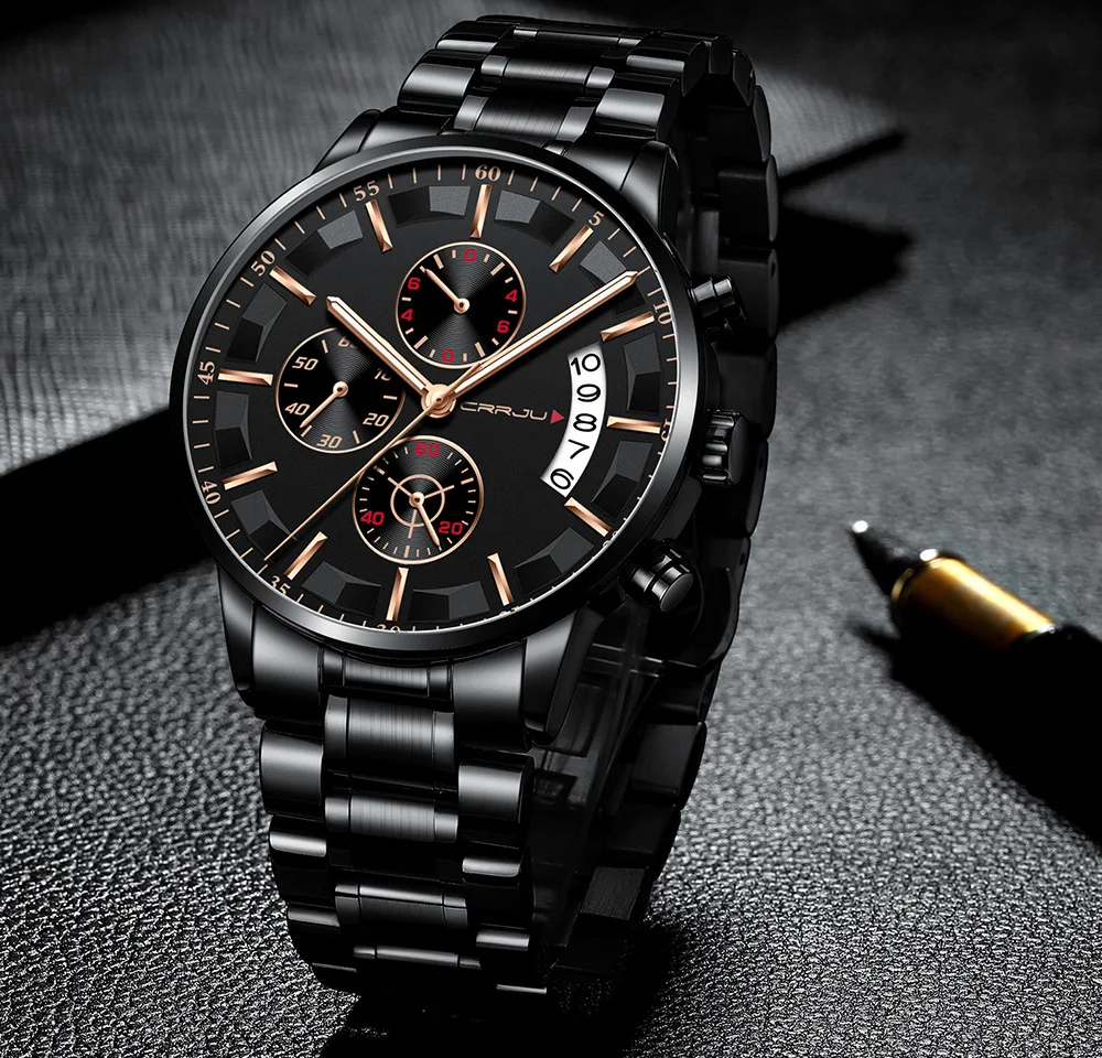 

Crrju ka jun 2261 Men's Sports Watch Fashion Business Multi-functional Six-pin Timing Waterproof Night Light Quartz Watch