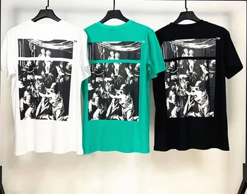 

2020ss Summer Black-and-white Religion Printed Women Men T shirts tees Hiphop Streetwear Men Casual Cotton T shirt
