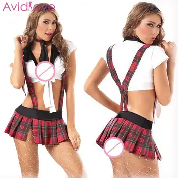 

Women Sexy Deep V Neck Split Sleepwear Babydoll Lingerie Tops Skirt Set