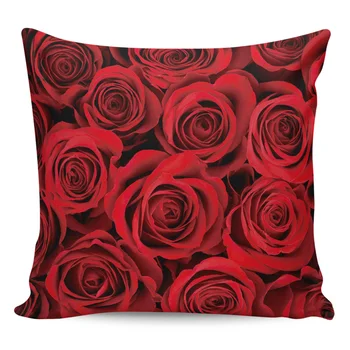 

Red Rose Flower Pillow Covers Cases Pattern Cover Cushion Pillowcase Square Print