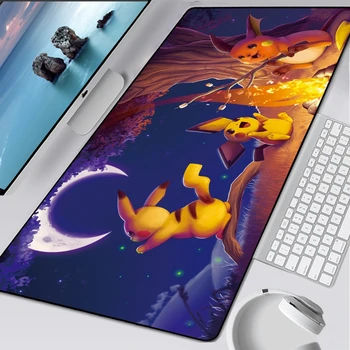 

Big Cartoon Pokemons Mouse Pad Gaming Rubber Locking Edge Mousepad XXL Large PC Accessories Laptop Padmouse Keyboard Play Mats