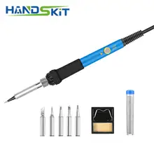 Электрический паяльник с регулируемой температурой 220 В 110 В 60 Вт сварочная наладочная станция для пайки теплового карандаша 5 шт. наконечники Инструменты для ремонта