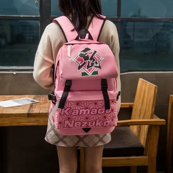 

Anime Demon Slayer Schoolbag Backpack Solid Canvas student Bag Men and Women Leisure Travel Bag Kamado Nezuko backpack