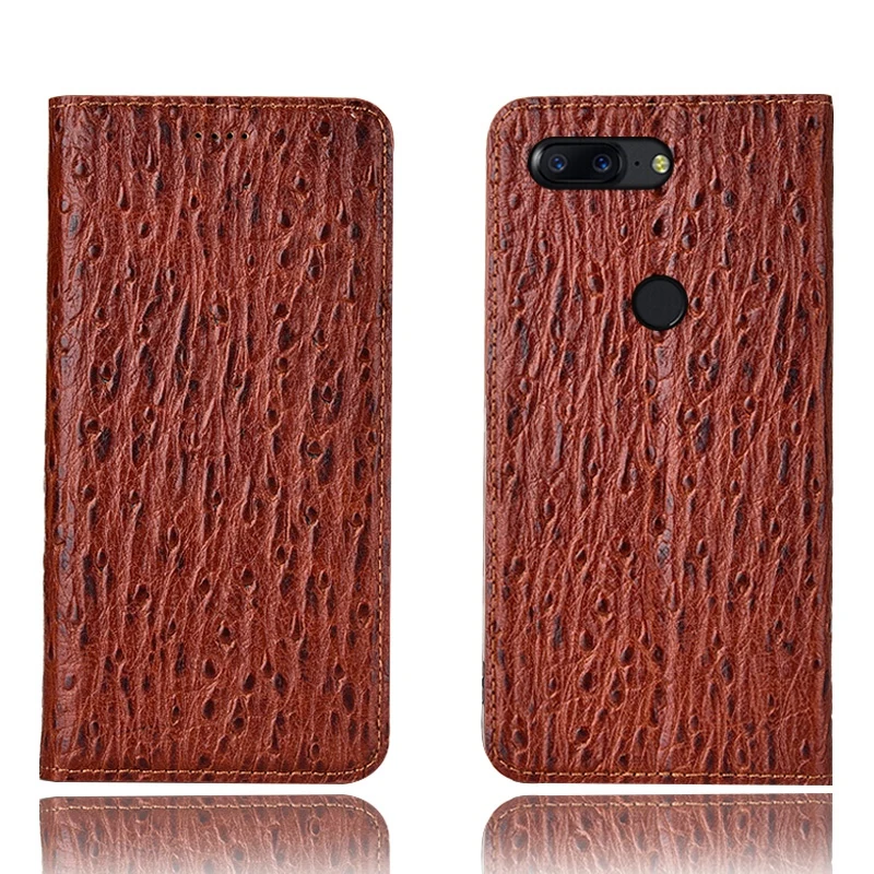 

Ostrich Pattern Genuine Leather Ultra Thin Card Slot Case For OnePlus 5T/OnePlus 5/OnePlus 3/OnePlus 3T Magnetic Case Stand Capa