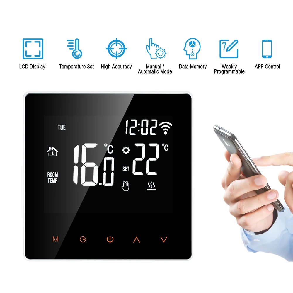 

Smart Wifi Thermostat Digital Temperature Controller Electric Week Programmable Floor Heating Termostato With LCD Display