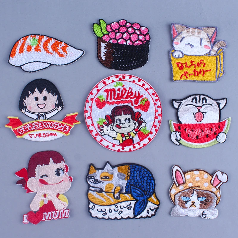 

Pulaqi Boutique sushi patches Cartoon Iron On Embroidered Patches On Clothes Applique For Kids T-shirt Jacket Decor Bird patch H