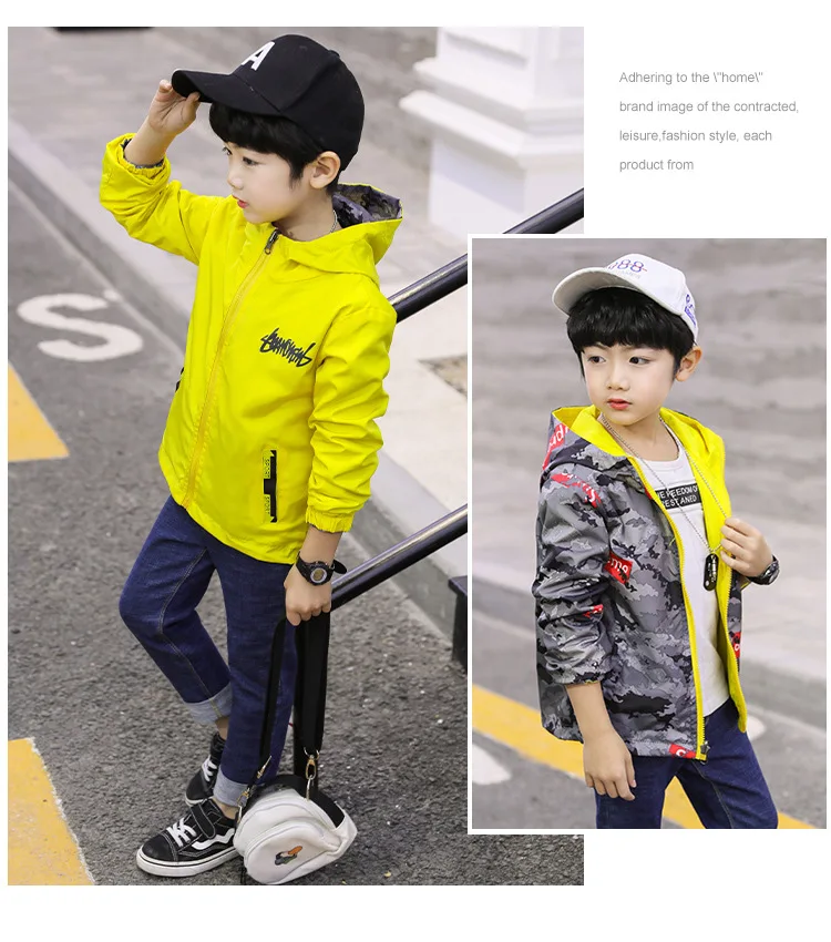 Осеннее новое пальто Boys'Hat Корейская брендовая одежда с длинными рукавами для мальчиков маленькие ветрозащитные рубашки с обеих сторон