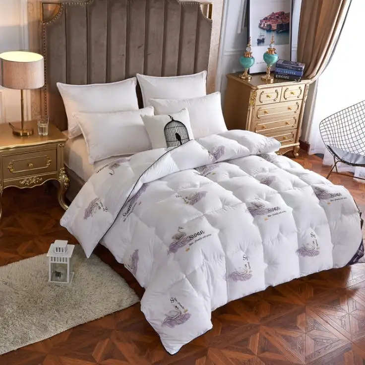 

100% White Superfine fiber Winter Quilt Comforter Polyester Blanket Duvet Filling With Cotton Cover Twin Queen King Size