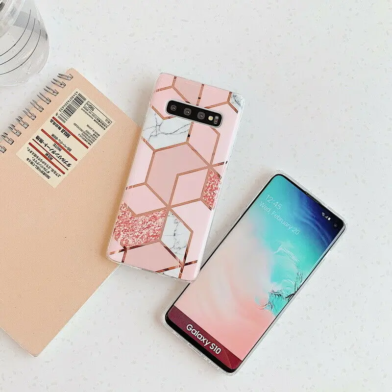 Для samsung Galaxy S10E S10 S9 S8 Plus Sodt Siliocone противоударный мраморный чехол IMD геометрический резиновый бампер для телефона