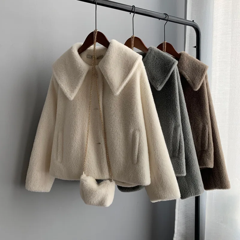 winter jacket women fashion short thick coat Imitation Marten hair coat parkas warm outerwear street style with bag