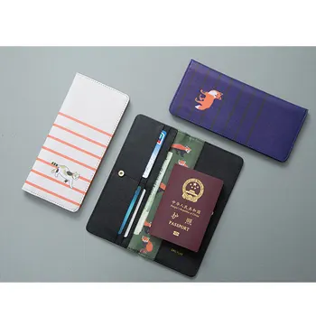 

Cartoon Animal Travel Passport Wallets With Money & Cards Holder PU Leather Long Air Ticket Crash Clip Purse