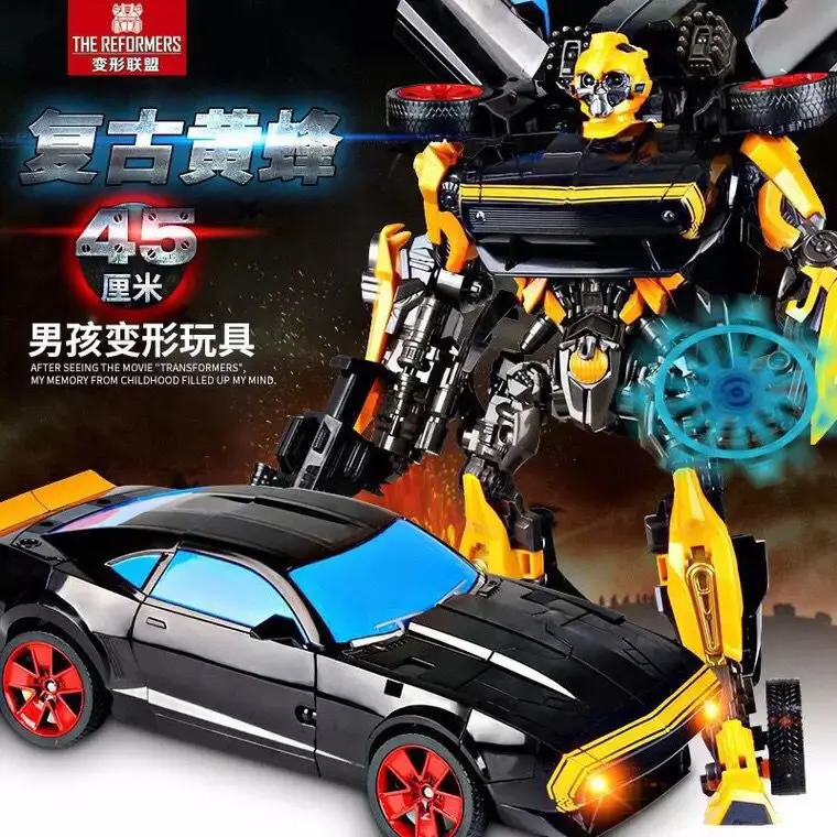 

Transformation Toy Jingang 4 Hornets Sound And Light Version of Large Size Car Robot Models Boy CHILDREN'S Toy 6699
