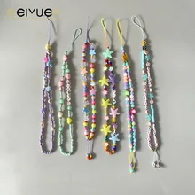 

New Star Letter Mobile Phone Strap Lanyard Girls Beaded Anti-lost Phone Chain Soft Pottery Rope for Cell Phone Case Charm Strap