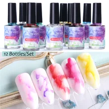 Быстросохнущие чернила для ногтей Smudge жидкие профессиональные цветущие градиентные DIY акварельные Пузырьковые чернила пилка для ногтей 15 мл TSLM1