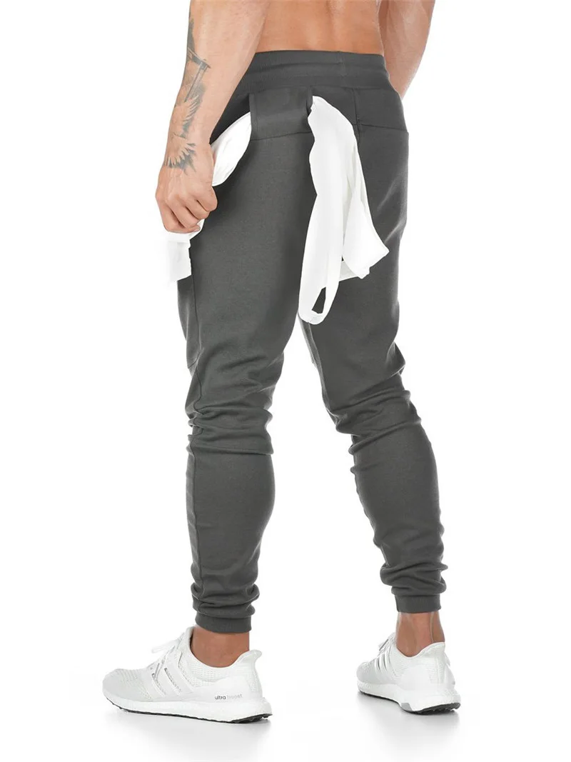 Новые хлопковые мужские тренировочные брюки с полотенцем и карманом для сотового телефона штаны для бега мужские спортивные леггинсы, тренировочные штаны