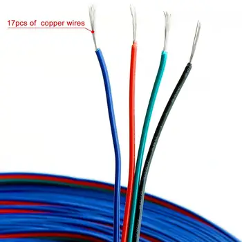 

65.6 ft 4 Color 22 AWG RGB Extension Cable Line for LED Strip RGB 5050 3528 Cord 4pin wire