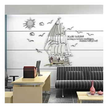 

Smooth Sailing Acrylic Painting 3D Stereo Wall Sticker Inspirational Sticker Office Culture BJStore