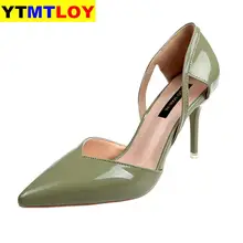 Новые дизайнерские женские туфли без пяток на высоких каблуках с острым носком; женская пикантная обувь; женские зеленые туфли-лодочки; свадебные туфли; Цвет черный, желтый