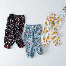 Детская одежда в Корейском стиле; летние детские брюки противомоскитные штаны с цветочным рисунком для девочек брюки-фонарики повседневные брюки; сезон лето