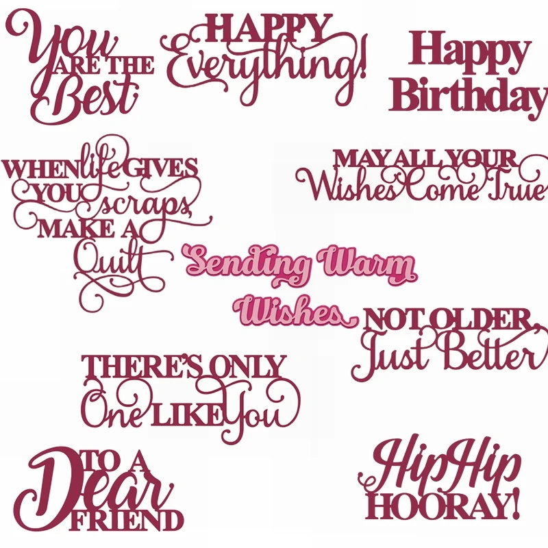 

Warm Phrases Metal Cutting Dies 10 Various Blessings&Phrases Die Cuts For Card Making DIY Album New 2019 Embossed Crafts Cards