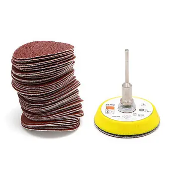 

50Pcs 2'' 50mm Sandpaper 60-180 Grits with M6 Self-adhesive Wool Polishing Disc