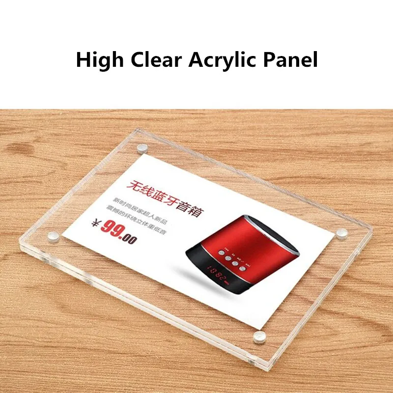 10*15cm Magnet Adsorption Wall Mount Displays Self Adhesive Tape Clear Acrylic Wall Sign Holder Frame clear acrylic wall sign holder picture u frame adhesive tape not included