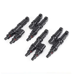 PV Connector T Type Parallel Connection Solar Panel System Waterprrof Connector Branch Solar Cell Connect Plug 3-7 Holes