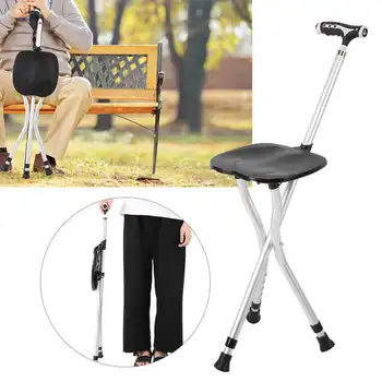 

Walking Canes Folding Walking Stick Tripod Stool Adjustable Elderly Walking Cane with LED Light Walkers