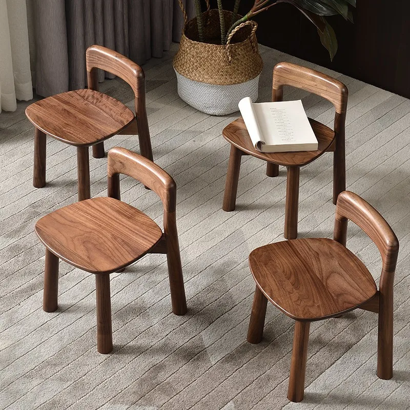 North American black walnut small bench children's chair Shoe changing stool All solid wood Kids furniture stool with back