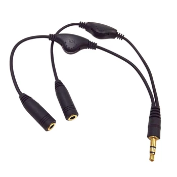 

3.5mm M/2F 15cm Stereo Headphone o Extension Cord Cable +Volume Control