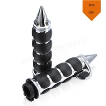 Новинка, 1 пара, 1 дюйм, хромированный резиновый руль для мотоцикла, рукоятки для Honda, Suzuki, Harley, Chopper, ручки