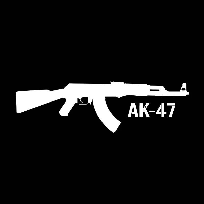 15X4.4CM KALASHNIKOV AK-47 Cartoon Gun Car Stickers and Decals Vinyl Car-styling 3D Decal Car Sticker BlackSilverLaser (3)