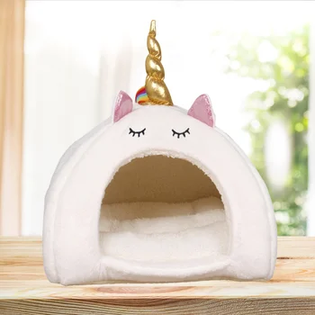

Adorable Unicorn Pet Sleep Cage Winter Warm Pet Bed for Hamster Rabbit Squirrel (White, Size S)