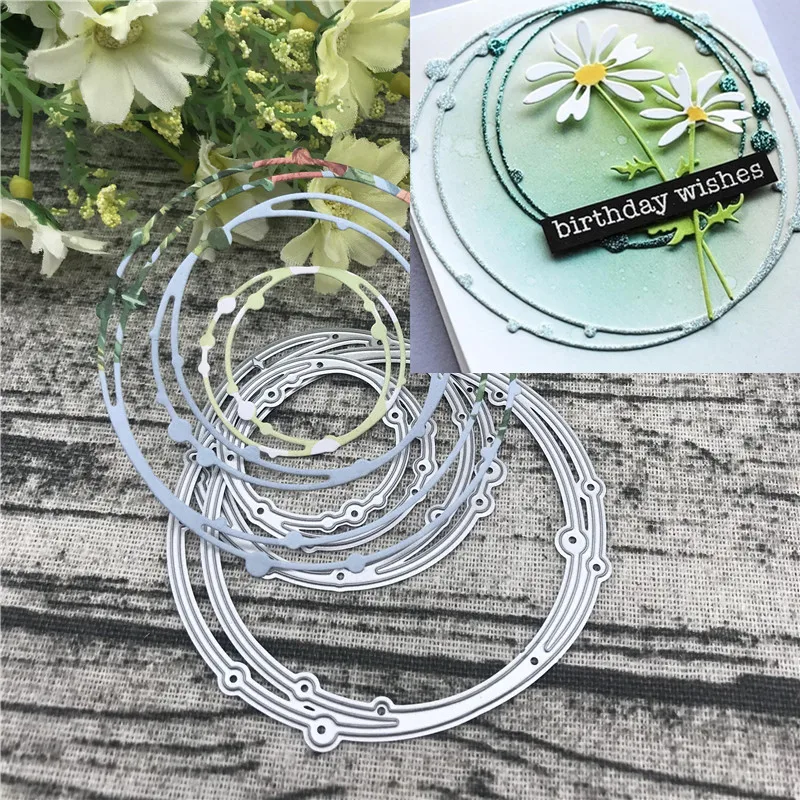 

3D Spotty Line Circle Metal stencil mold Cutting Dies decoration scrapbook die cuts Album Paper Craft Embossing DIY Card Crafts