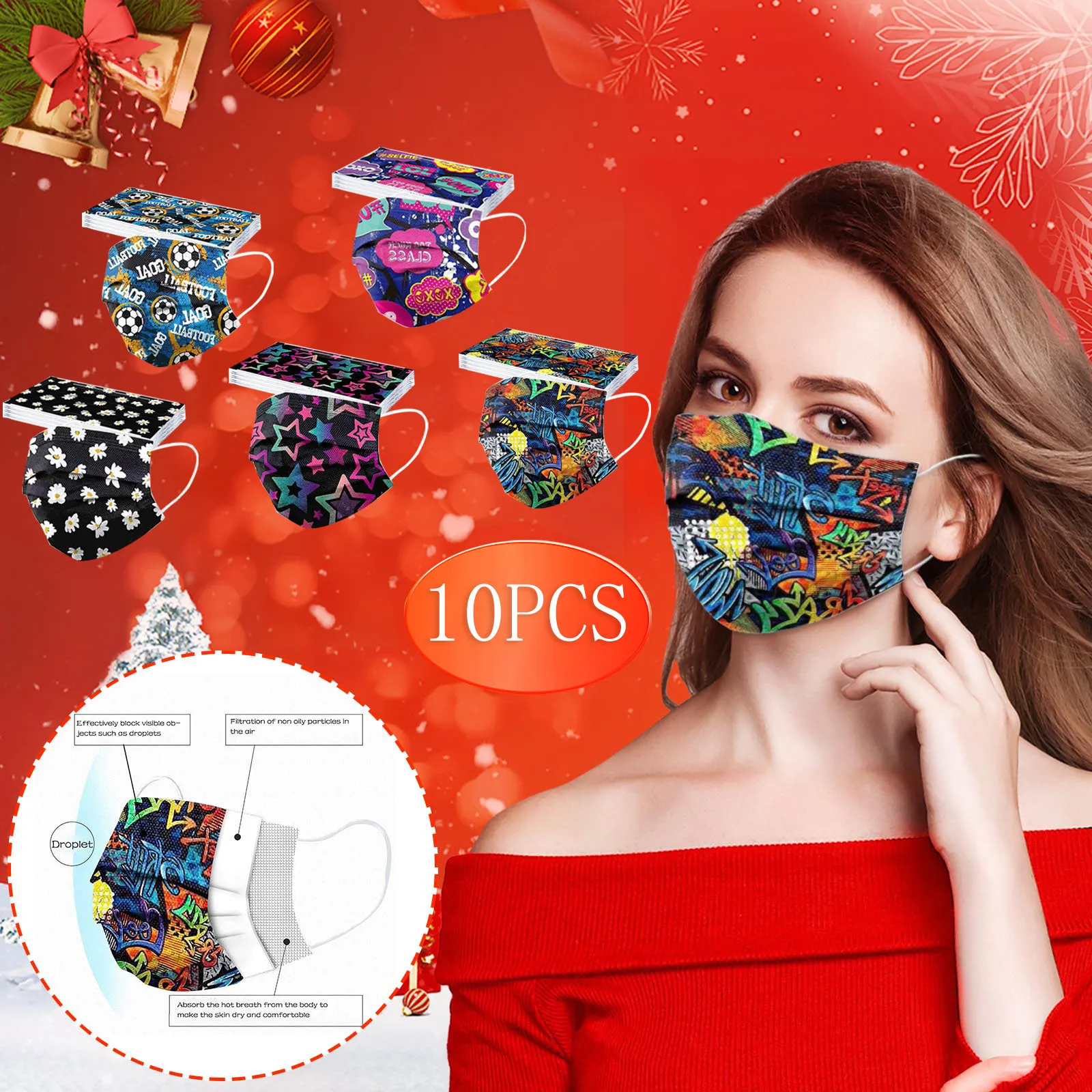10PC Disposable Mouth Face Mask 3 Layers Meltblown Filter Safe Breathable Masks Mascarillas | Аксессуары для одежды