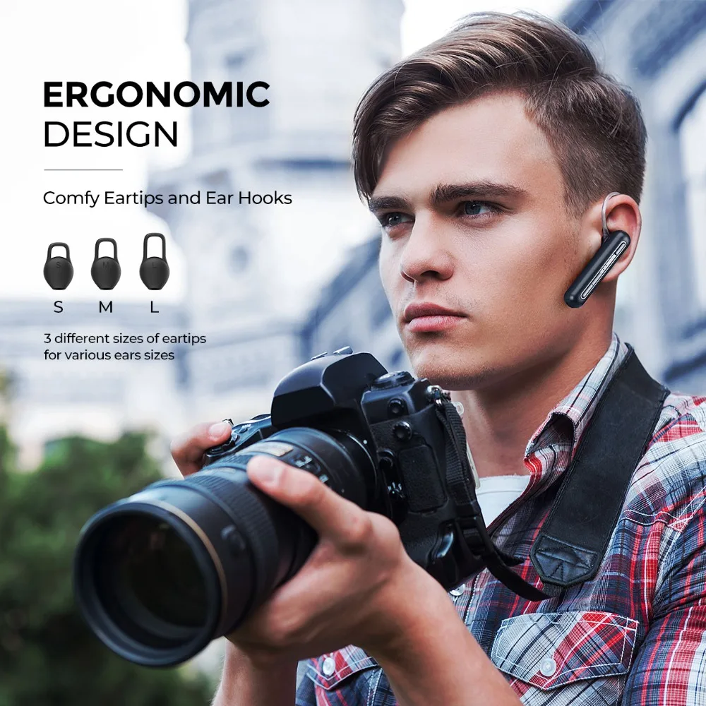 Mpow Business Wireless Headset Bluetooth Earphones With Dual Mic Handsfree Earphones with 15 Hrs Playtime for Cell Phone EM17 (6)