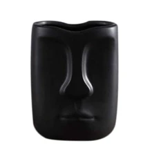 Горячие скандинавские минимализм абстрактная керамическая ваза лицо искусство выставочный зал украшение голова Форма ваза чашка черный