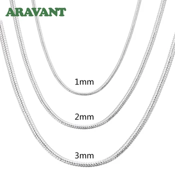 925 כסף 1MM/2MM/3MM נחש שרשרת שרשרת לגברים נשים כסף שרשראות תכשיטים
