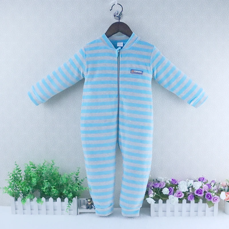 Children Double Layer Thinker Winter Outside Velour+Pure Cotton Inside Warm Rompers for 2 to 5 Years Old Baby Long Sleeve Suits sleepwear for baby boy