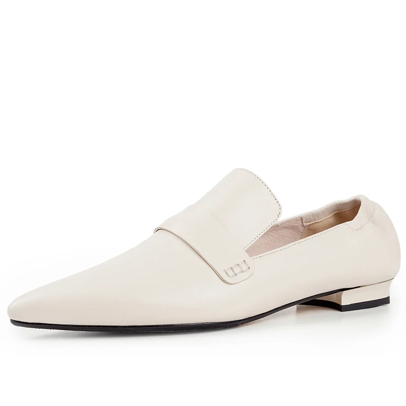 Luxury brand point toe shoes woman genuine leather loafers casual flat shoes women zapatos de mujer