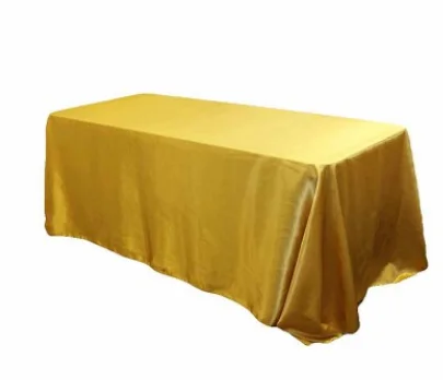 145x320cm White/Black Tablecloths Table Cover Rectangular Satin Tablecloth for Wedding Birthday Party Hotel Banquet Decoration - Color: gold