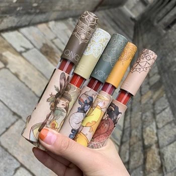 

VONGEE 5 pcs Sexy Matte Dyeing Lip Gloss set Lipstick Waterproof Long Lasting Moisturizing Non Stick Cup Lip Tint Korean Makeup