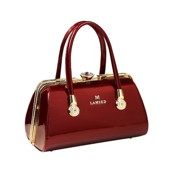 

ICEV new luxury handbag women bag designer high quality patent leather handbag ladies evening clutch stereotype clip handbag red