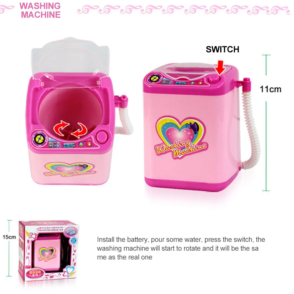 Стиральная машина игрушки мини-стиральная машина Щетка Очиститель косметический автоматический Электрический розовый 360 Вращение красота инструмент дети здоровье