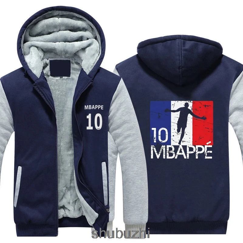 Kylian Mbappe уплотненная толстовка с капюшоном Франция Les Bleus Mbappe теплая толстовка с капюшоном флисовое пальто на молнии