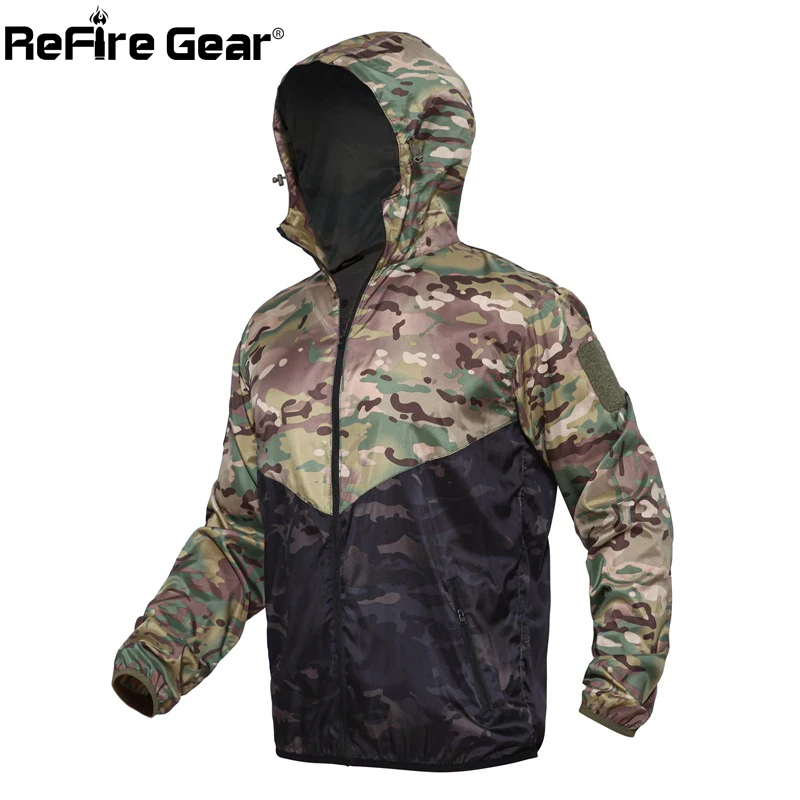 

ReFire Gear Camouflage Tactical Skin Jackets Men Ultra Light Quick Dry Army Combat Hooded Jackets Military Summer Fish Clothing