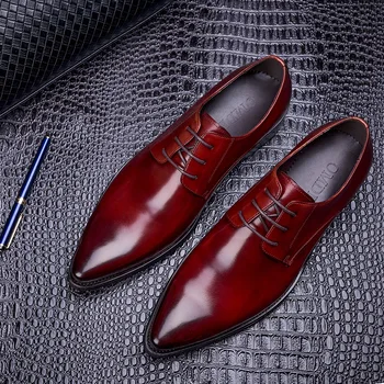 

Men's Leather Shoes Pointed Toe Leather Shoes Formal Wear Men Shoes Work Wear Genuine Leather Oxfords Chaussure Homme