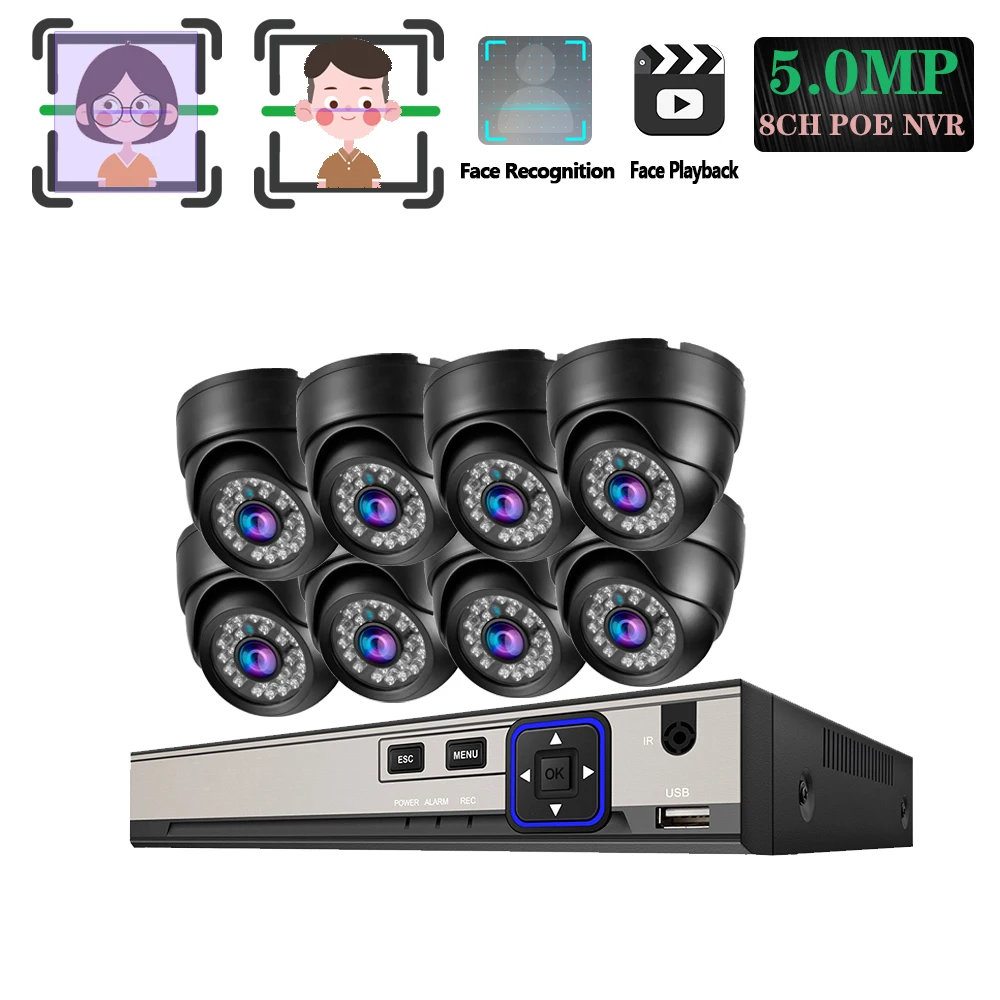 8CH POE NVR CCTV 5.0MP система Hi3516E PoE IP SONY мини металлический чехол купольная камера ИК