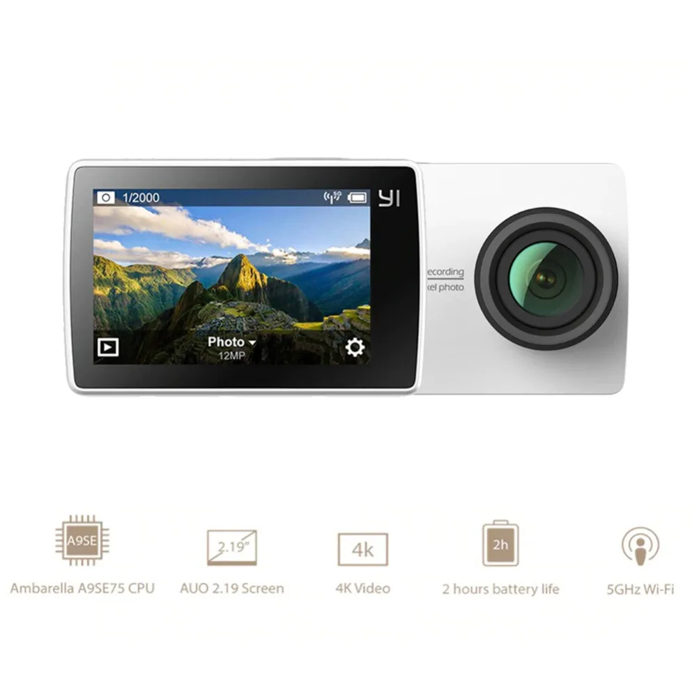 Xiaomi YI 4K Экшн-камера Ambarella A9SE75 Спортивная мини-камера ARM 12MP CMOS 2.19in 155 градусов сенсорный экран Wifi w/селфи-палка