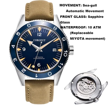 

Corgeut Luxury Brand Seepferdchen Military Mechanical Watch Men Automatic Sport Design Clock Leather Mechanical Wrist Watches